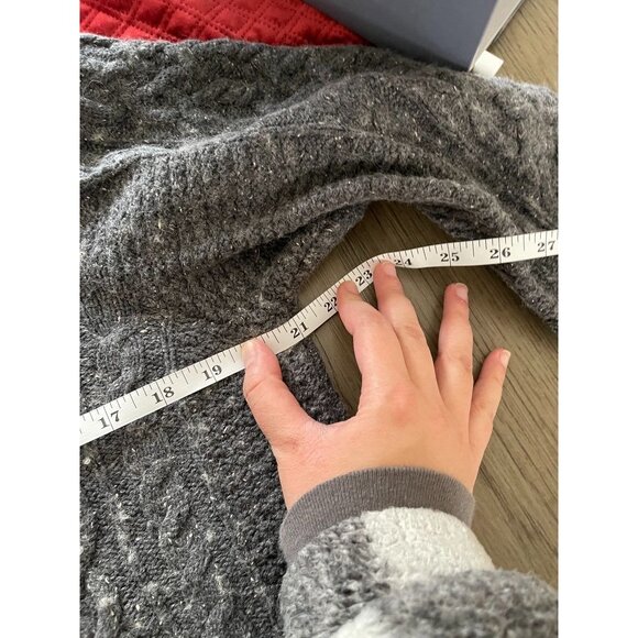 EUC Vintage Croft & Barrow Gray Cable Knit Cardigan Sweater XL Wool Silk Blend - Picture 5 of 5